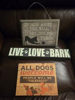 Set Of 3 Decorative Dog Signs